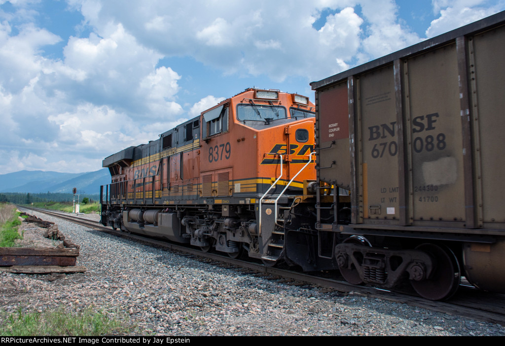 BNSF 8379 brings up the rear of an empty coal train